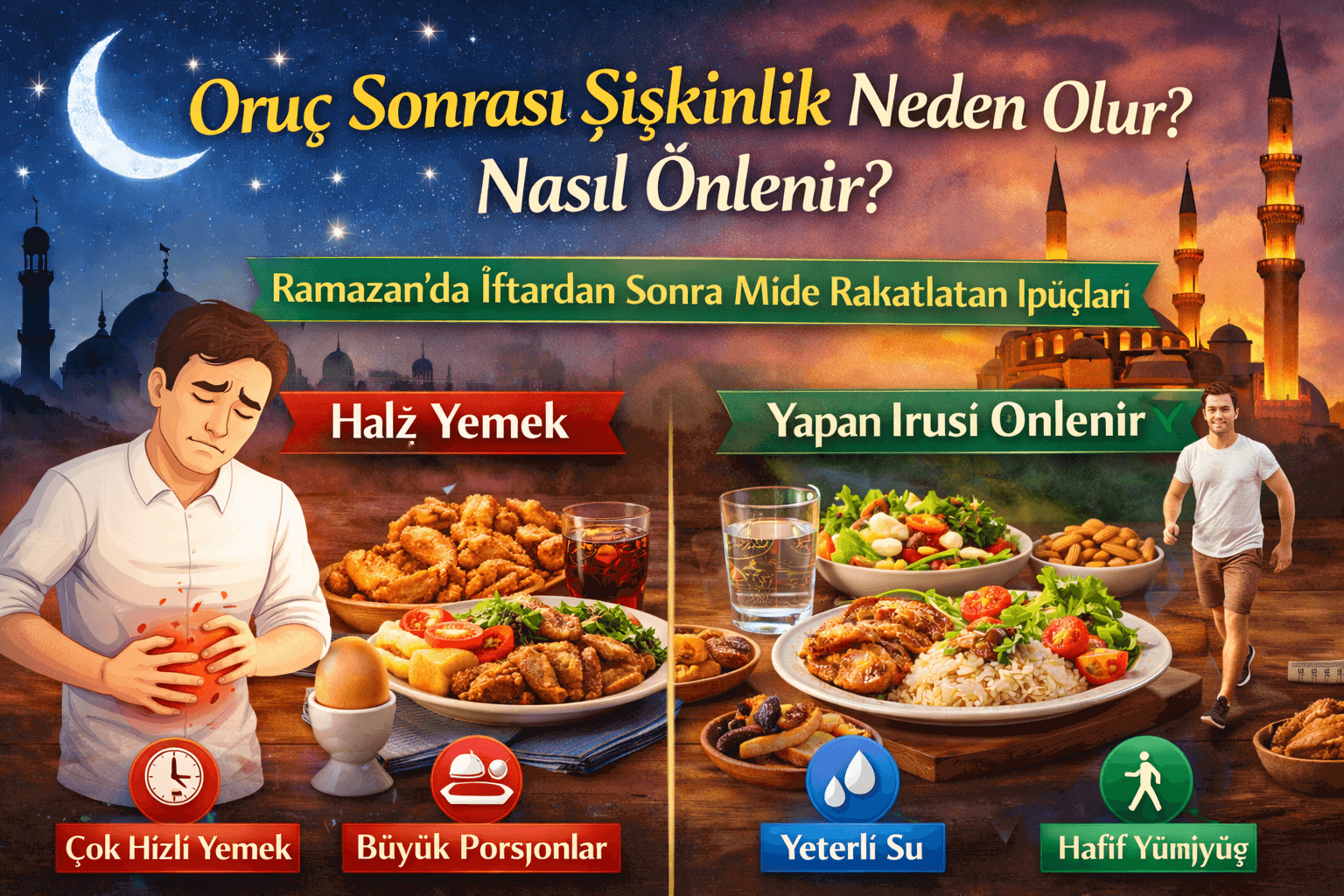 İftardan Sonra Şişkinlik Neden Olur? Nasıl Geçer?